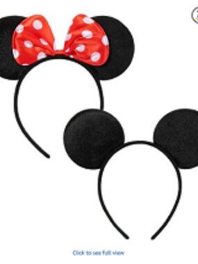 Mickey & Minnie Kid's Ears 4-Pack (2 Mickey/2 Minnie), Red/Black